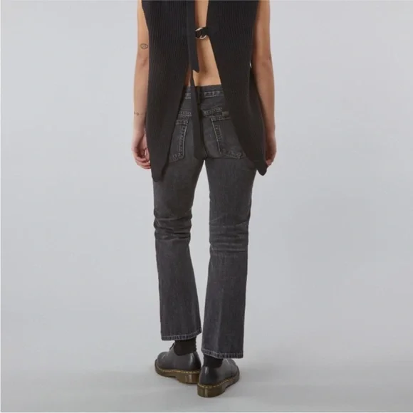 ALEXANDER WANG Trap Kick Flare Jean in Aged Gray Size 24